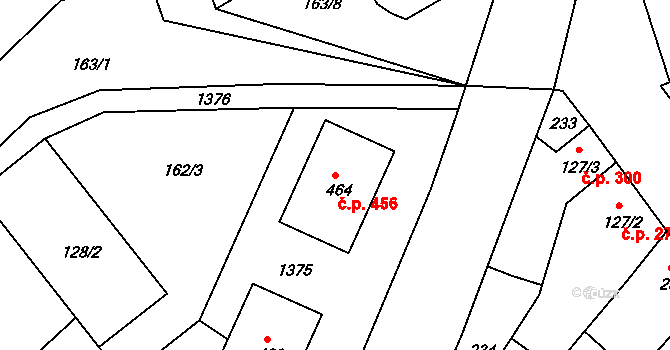 Smržice 456 na parcele st. 464 v KÚ Smržice, Katastrální mapa