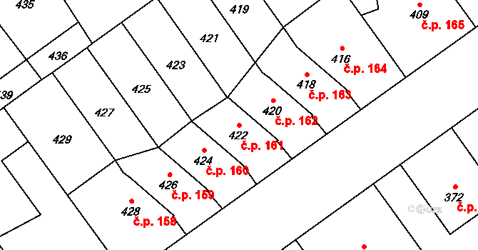 Přerov IV-Kozlovice 161, Přerov na parcele st. 422 v KÚ Kozlovice u Přerova, Katastrální mapa