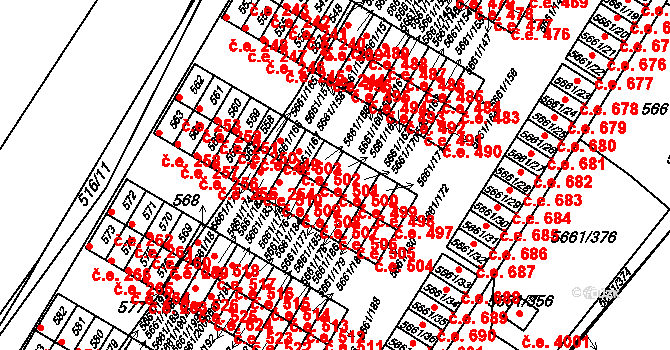 Jihlava 500 na parcele st. 5661/169 v KÚ Jihlava, Katastrální mapa
