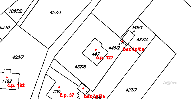 Tyra 127, Třinec na parcele st. 447 v KÚ Tyra, Katastrální mapa