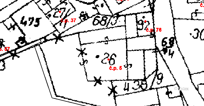 Hobšovice 5 na parcele st. 26 v KÚ Hobšovice, Katastrální mapa