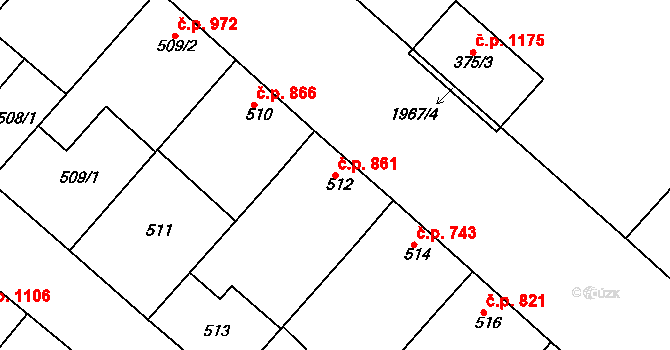 Mistřín 861, Svatobořice-Mistřín na parcele st. 512 v KÚ Mistřín, Katastrální mapa