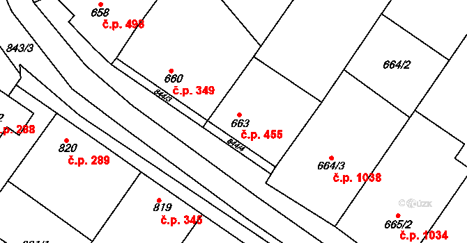 Svatobořice 455, Svatobořice-Mistřín na parcele st. 663 v KÚ Svatobořice, Katastrální mapa
