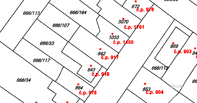 Veselí nad Moravou 917 na parcele st. 842 v KÚ Veselí-Předměstí, Katastrální mapa