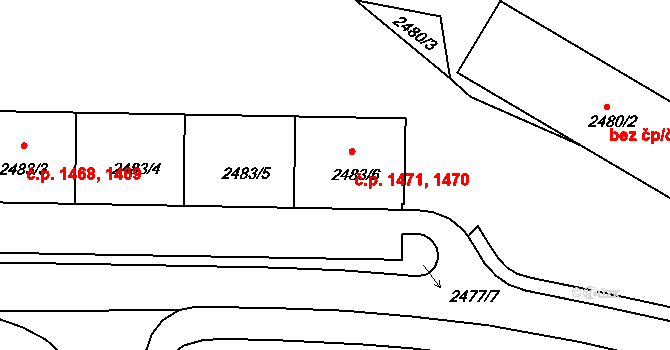 Tachov 1470,1471 na parcele st. 2483/6 v KÚ Tachov, Katastrální mapa