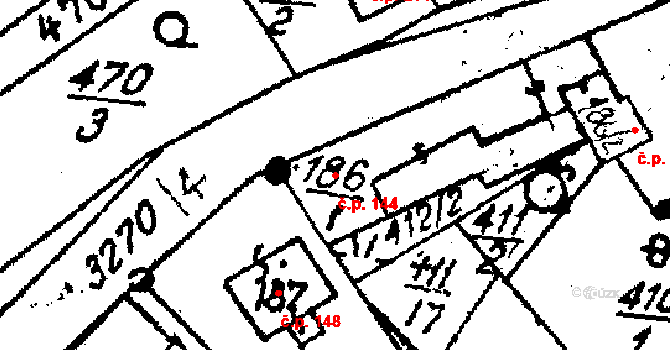 Medlov 144 na parcele st. 36 v KÚ Medlov u Uničova, Katastrální mapa