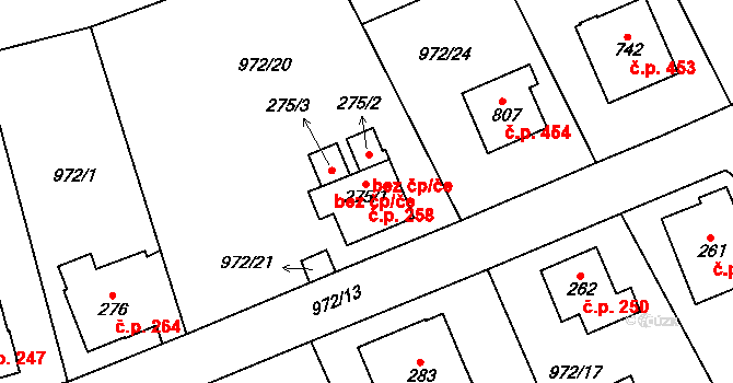 Stará Paka 258 na parcele st. 275/1 v KÚ Stará Paka, Katastrální mapa