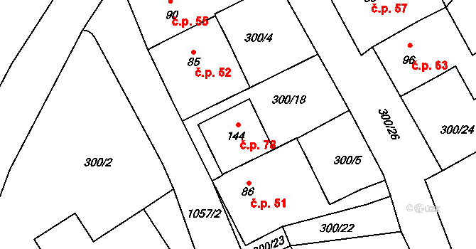 Jinošov 78 na parcele st. 144 v KÚ Jinošov, Katastrální mapa