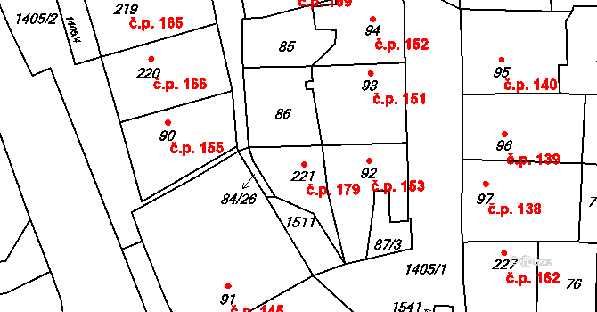 Blovice 179 na parcele st. 221 v KÚ Blovice, Katastrální mapa