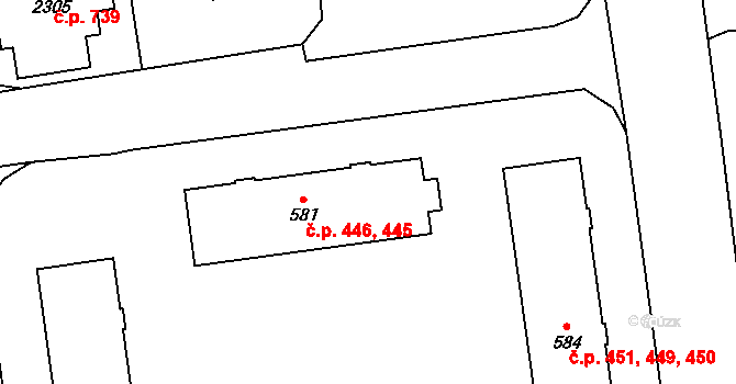 Úšovice 445,446, Mariánské Lázně na parcele st. 581 v KÚ Úšovice, Katastrální mapa