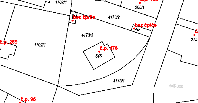Lomnice nad Lužnicí 476 na parcele st. 546 v KÚ Lomnice nad Lužnicí, Katastrální mapa
