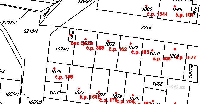 Michle 162, Praha na parcele st. 1072 v KÚ Michle, Katastrální mapa