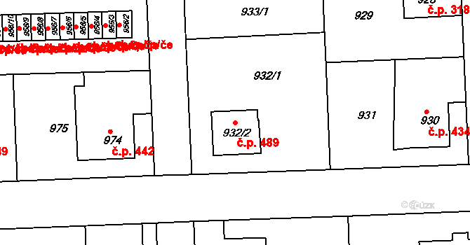 Liberec VII-Horní Růžodol 489, Liberec na parcele st. 932/2 v KÚ Horní Růžodol, Katastrální mapa