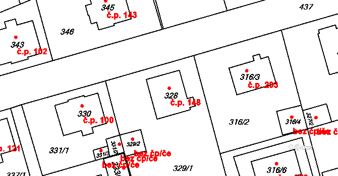 Liberec IX-Janův Důl 148, Liberec na parcele st. 328 v KÚ Janův Důl u Liberce, Katastrální mapa