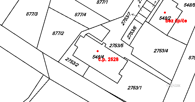 Budějovické Předměstí 2528, Písek na parcele st. 548/4 v KÚ Písek, Katastrální mapa