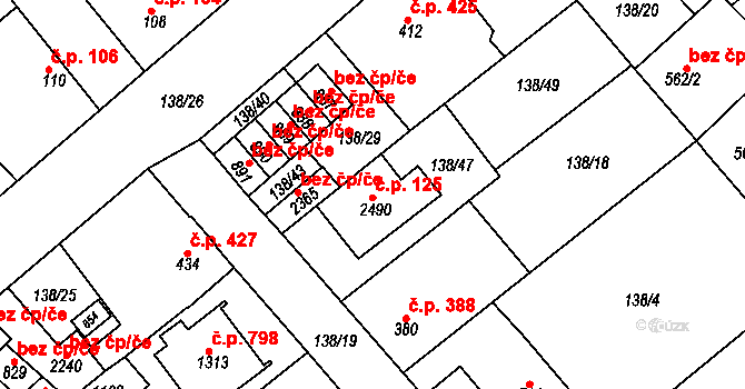 Lobeček 125, Kralupy nad Vltavou na parcele st. 2490 v KÚ Lobeček, Katastrální mapa