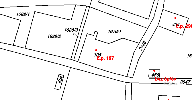 Horní Podluží 157 na parcele st. 108 v KÚ Horní Podluží, Katastrální mapa