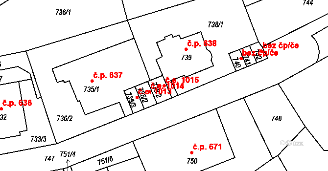 Děčín IV-Podmokly 1015, Děčín na parcele st. 738/2 v KÚ Podmokly, Katastrální mapa
