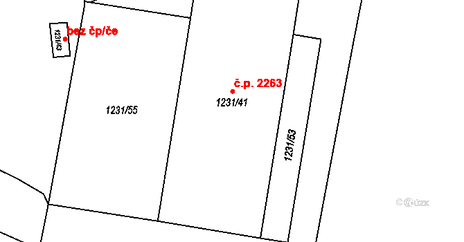 Sokolov 2263 na parcele st. 1231/41 v KÚ Sokolov, Katastrální mapa