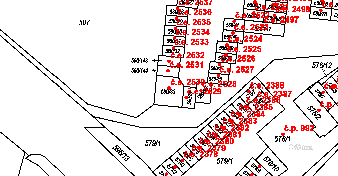 Bludovice 2530, Havířov na parcele st. 580/33 v KÚ Bludovice, Katastrální mapa