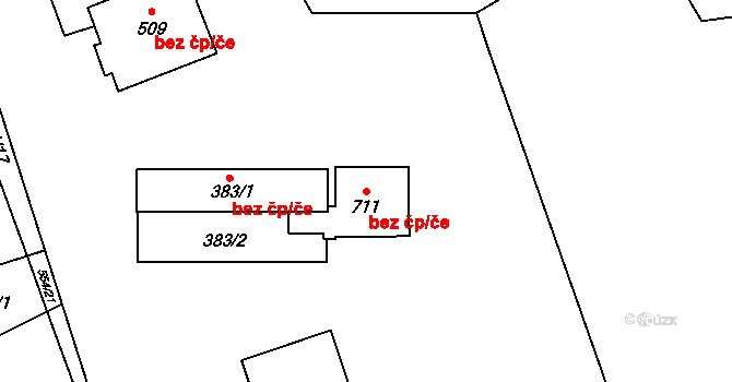Zlín 41623258 na parcele st. 711 v KÚ Louky nad Dřevnicí, Katastrální mapa