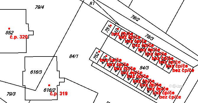 Štíty 42039258 na parcele st. 752 v KÚ Štíty-město, Katastrální mapa