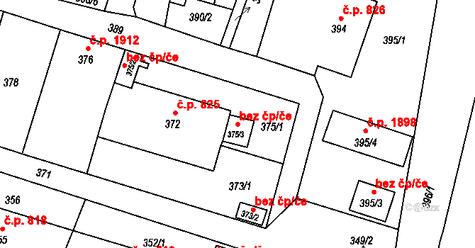 Ostrava 42213258 na parcele st. 375/3 v KÚ Slezská Ostrava, Katastrální mapa