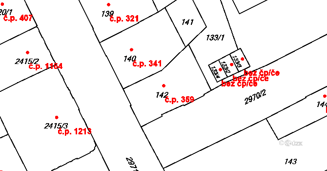 Předměstí 359, Opava na parcele st. 142 v KÚ Opava-Předměstí, Katastrální mapa