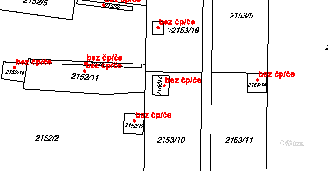 Plzeň 46518258 na parcele st. 2153/17 v KÚ Doubravka, Katastrální mapa