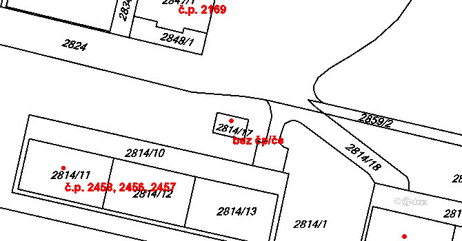 Praha 48995258 na parcele st. 2814/17 v KÚ Žižkov, Katastrální mapa