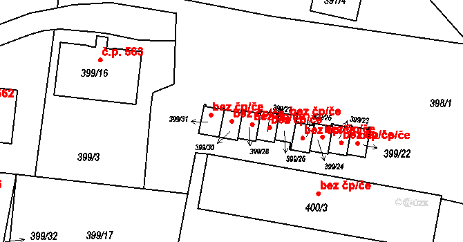 Březnice 50336258 na parcele st. 399/30 v KÚ Březnice, Katastrální mapa