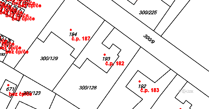 Třemošnice 182 na parcele st. 193 v KÚ Třemošnice nad Doubravou, Katastrální mapa