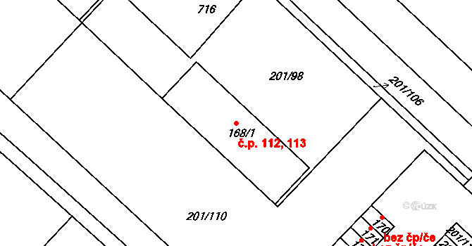 Čankovice 112,113 na parcele st. 168/1 v KÚ Čankovice, Katastrální mapa