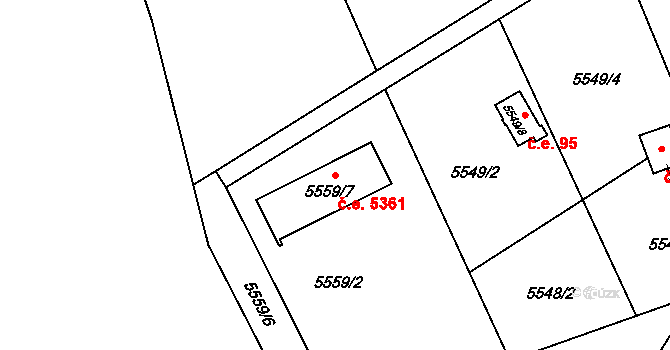 Jihlava 5361 na parcele st. 5559/7 v KÚ Jihlava, Katastrální mapa