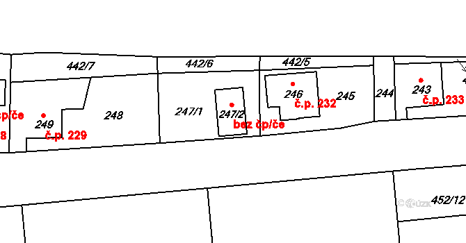 Chlum Svaté Maří 80098258 na parcele st. 247/2 v KÚ Chlum Svaté Maří, Katastrální mapa