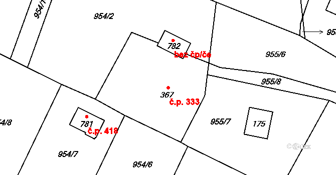 Libhošť 333 na parcele st. 367 v KÚ Libhošť, Katastrální mapa