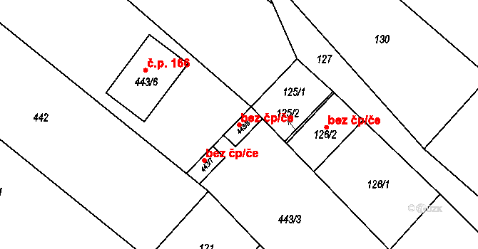 Znojmo 97231258 na parcele st. 443/8 v KÚ Konice u Znojma, Katastrální mapa