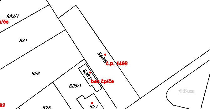 Rychnov nad Kněžnou 1498 na parcele st. 840/5 v KÚ Rychnov nad Kněžnou, Katastrální mapa