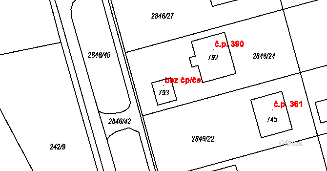 Janov 104875259 na parcele st. 793 v KÚ Janov u Litomyšle, Katastrální mapa