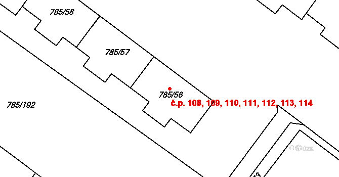 Šipší 108,109,110,111,112,, Kutná Hora na parcele st. 785/56 v KÚ Sedlec u Kutné Hory, Katastrální mapa
