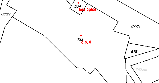 Karpentná 8, Třinec na parcele st. 132 v KÚ Karpentná, Katastrální mapa