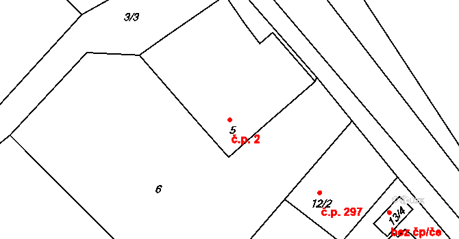 Lyžbice 2, Třinec na parcele st. 5 v KÚ Lyžbice, Katastrální mapa