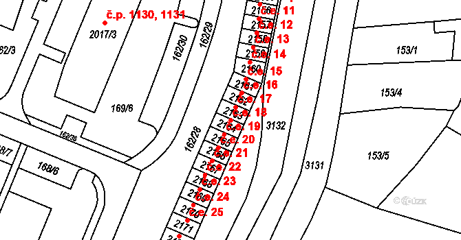 Kyjov 18 na parcele st. 2164 v KÚ Kyjov, Katastrální mapa