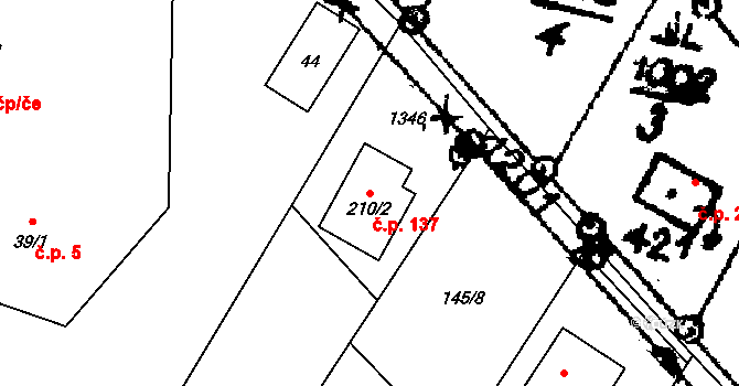 Lhotka 137 na parcele st. 210/2 v KÚ Lhotka u Frýdku-Místku, Katastrální mapa