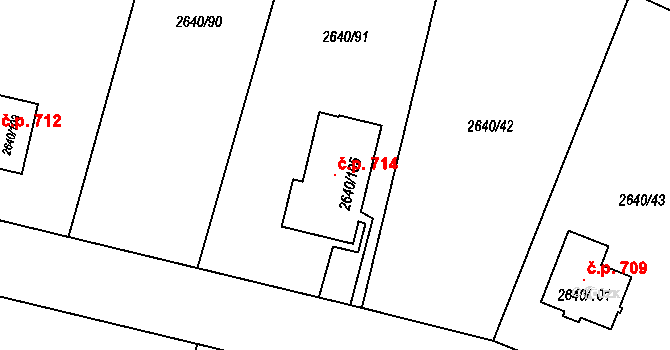 Mimoň I 714, Mimoň na parcele st. 2640/105 v KÚ Mimoň, Katastrální mapa