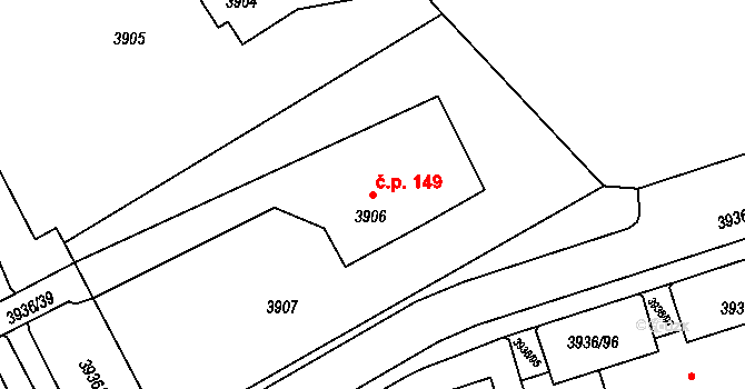 Lutyně 149, Orlová na parcele st. 3906 v KÚ Horní Lutyně, Katastrální mapa