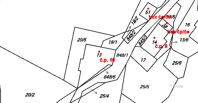 Řetenice 10, Nicov na parcele st. 13 v KÚ Řetenice u Stach, Katastrální mapa
