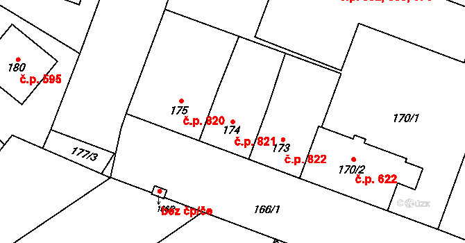 Nový Bohumín 821, Bohumín na parcele st. 174 v KÚ Nový Bohumín, Katastrální mapa