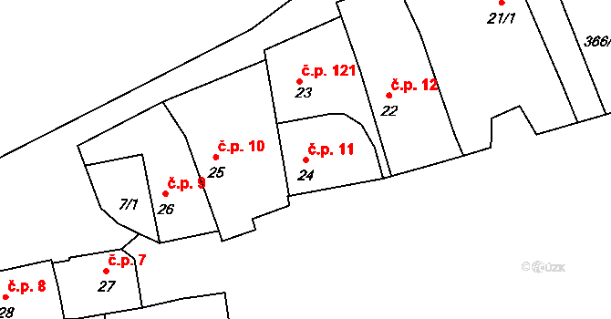 Černčice 11 na parcele st. 24 v KÚ Černčice u Loun, Katastrální mapa