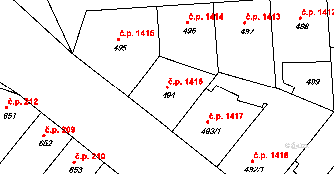 Nusle 1416, Praha na parcele st. 494 v KÚ Nusle, Katastrální mapa